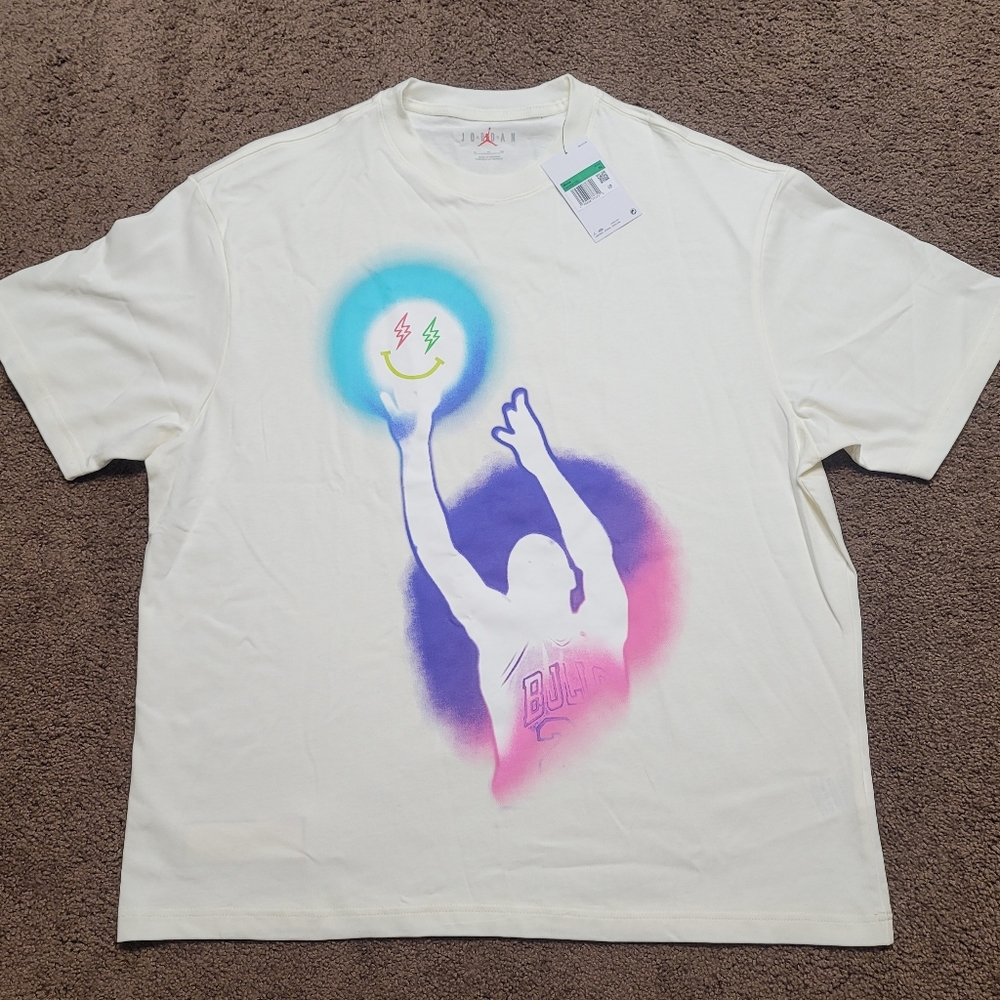 Air Jordan x J Balvin Short Sleeve T-Shirt Mens Size XL Sail Purple DR2962-133
